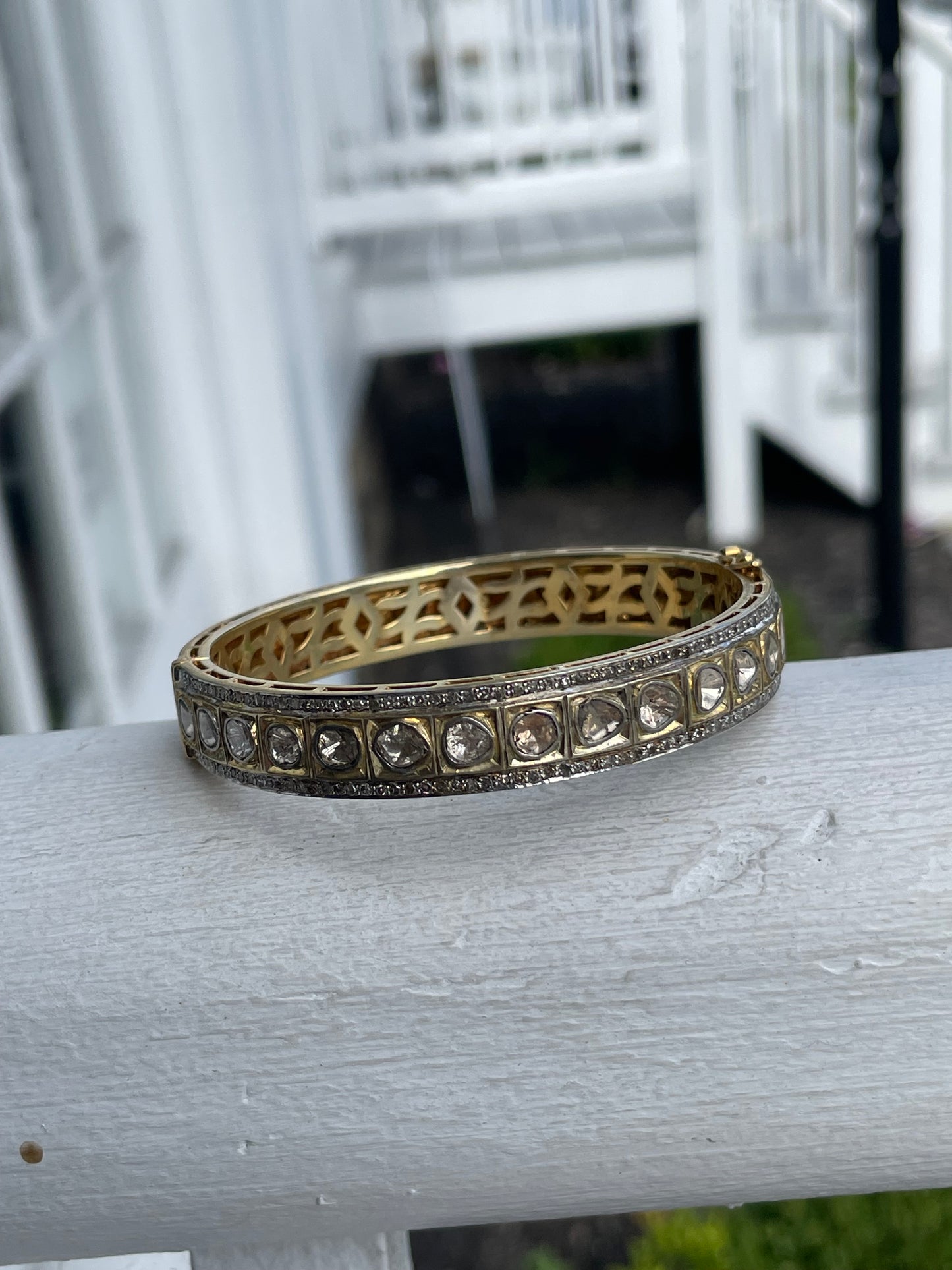 Vermeil 20.00ct Natural Diamond Bangle Bracelet 7”