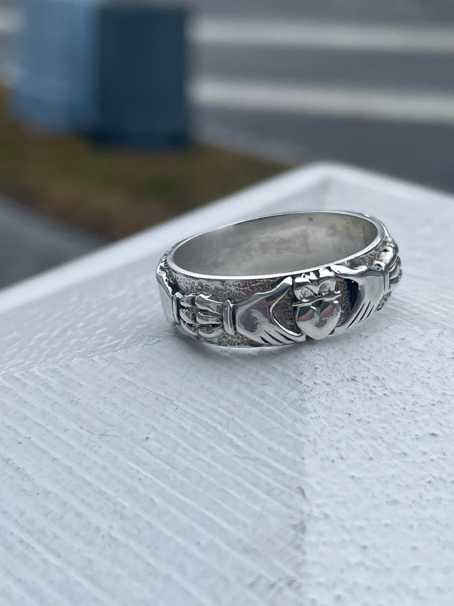 925 Sterling Silver Men’s Eternity Irish Claddagh Totem Band Ring Size 12