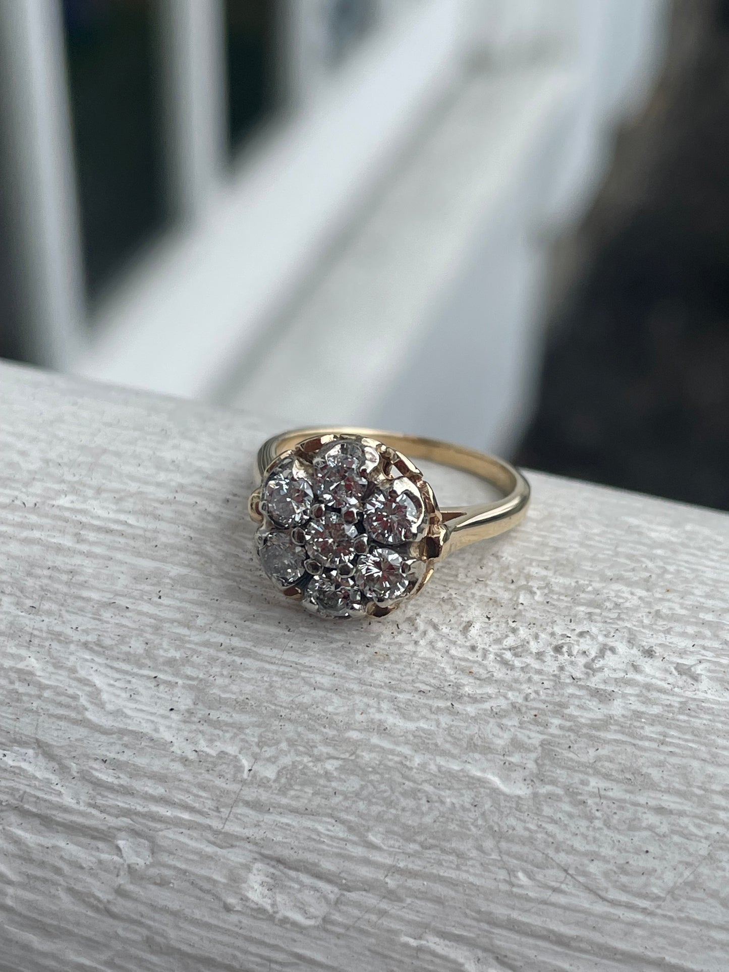 14k Gold 1.40ct Natural Diamond Cluster Ring Size 5.75