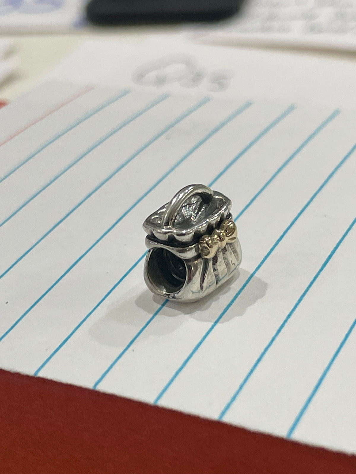 Retired Pandora 790474 Two Tone Bow Purse Charm