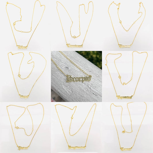 925 Sterling Silver Vermeil Zodiac Necklace (Choose Your Sign)