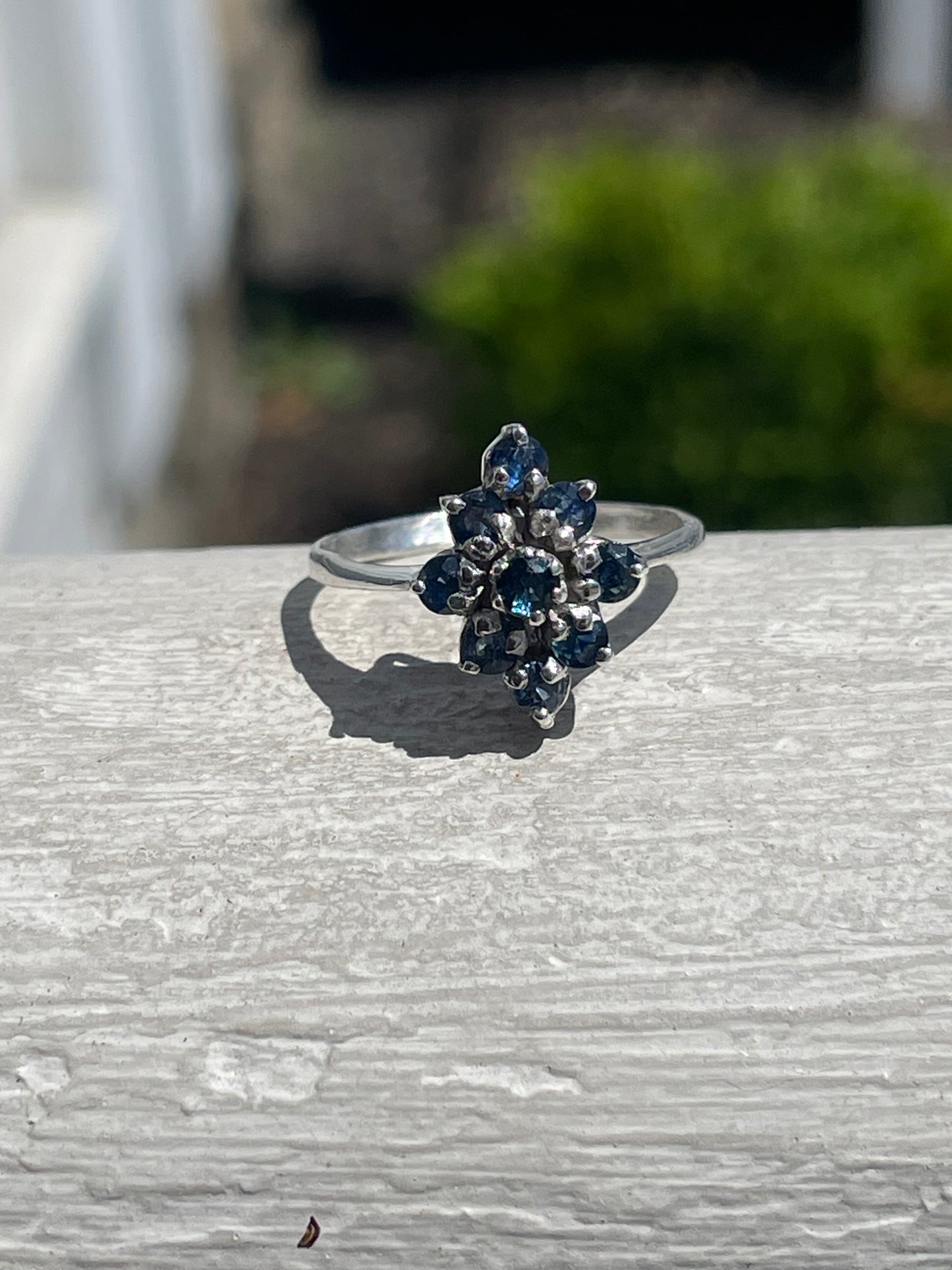 925 Sterling Silver London Blue Topaz Cluster Ring Size 7