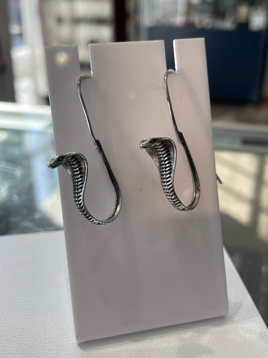 925 Sterling Silver Striking Cobra Earrings