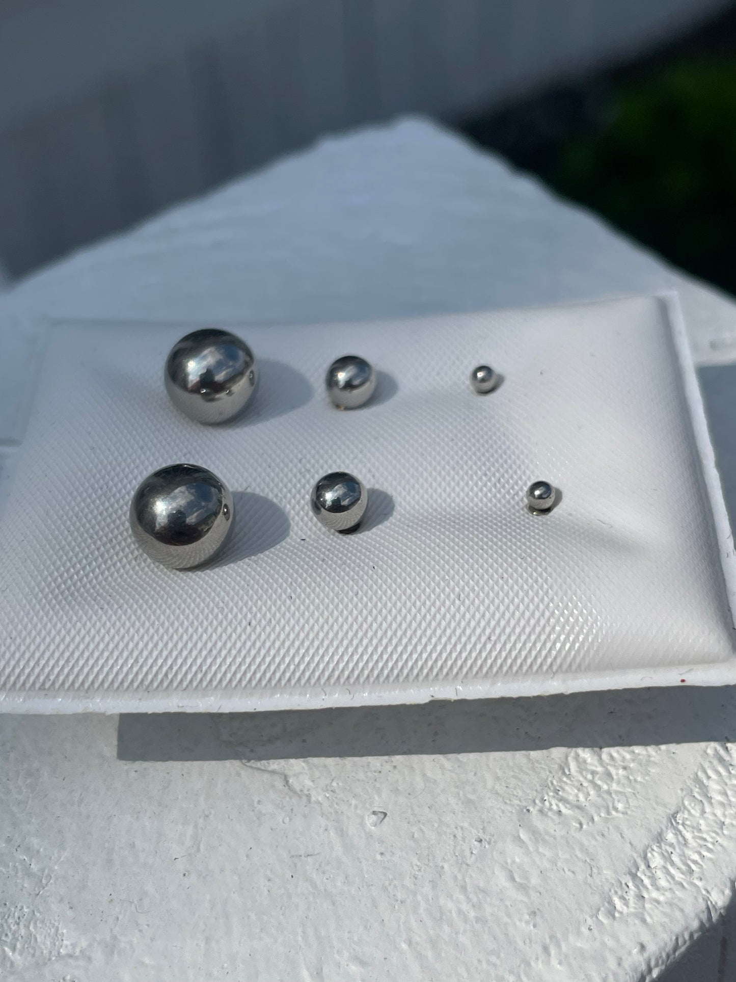 Stainless Steel 3pair Set Graduated Ball Stud Earrings