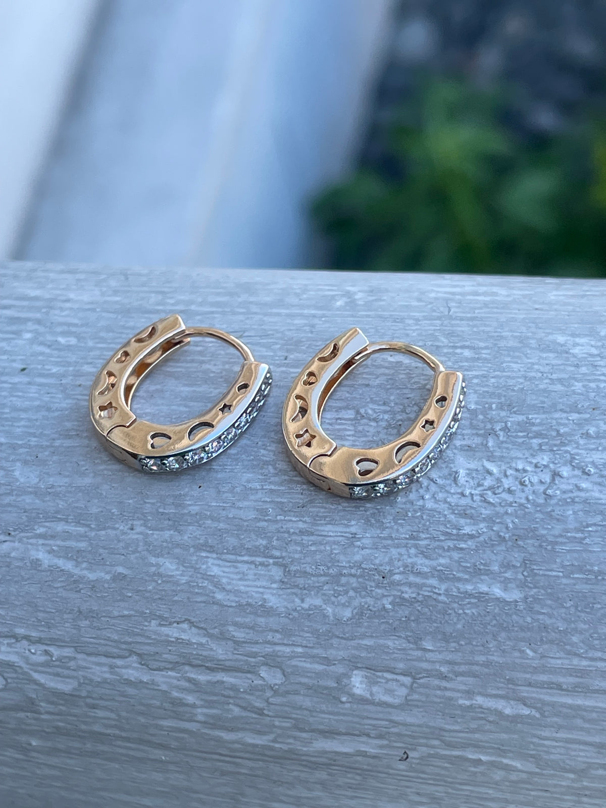 316L Gold Plated Clear Zirconia Huggie Hoop Earrings