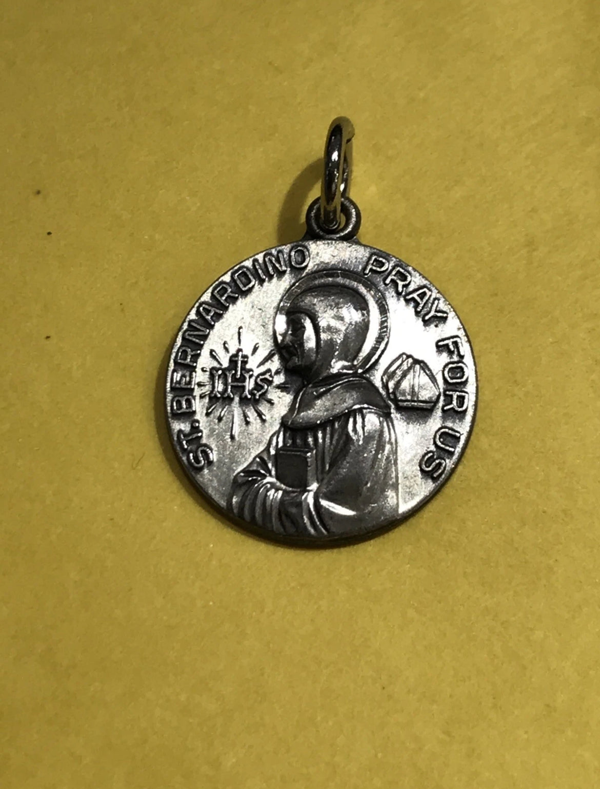 Catholic Saint Bernardino 925 Sterling Silver Charm Religious Medal Pendant