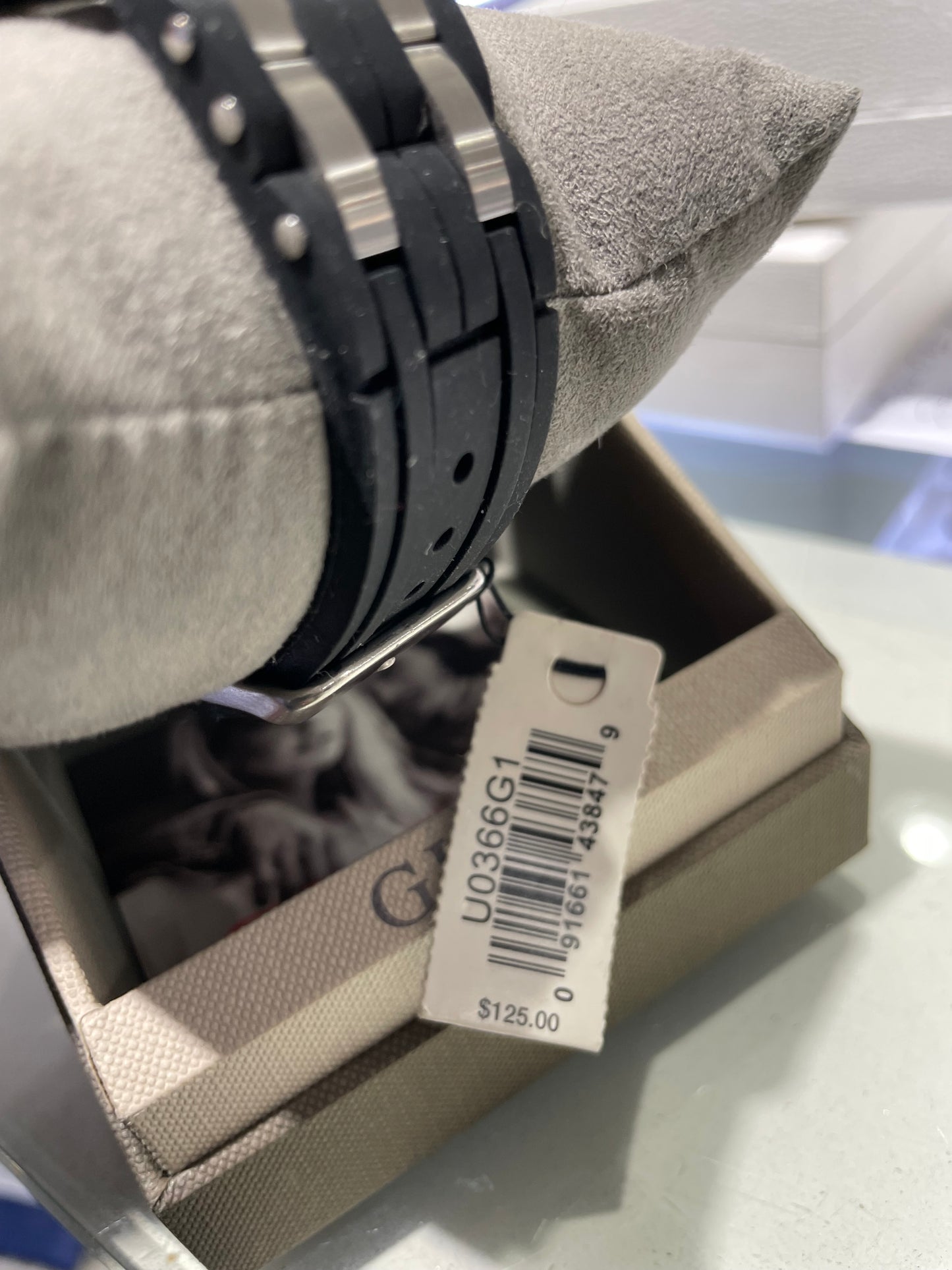 Men’s Black Rubber & Stainless Steel Guess Watch Model UO366G1