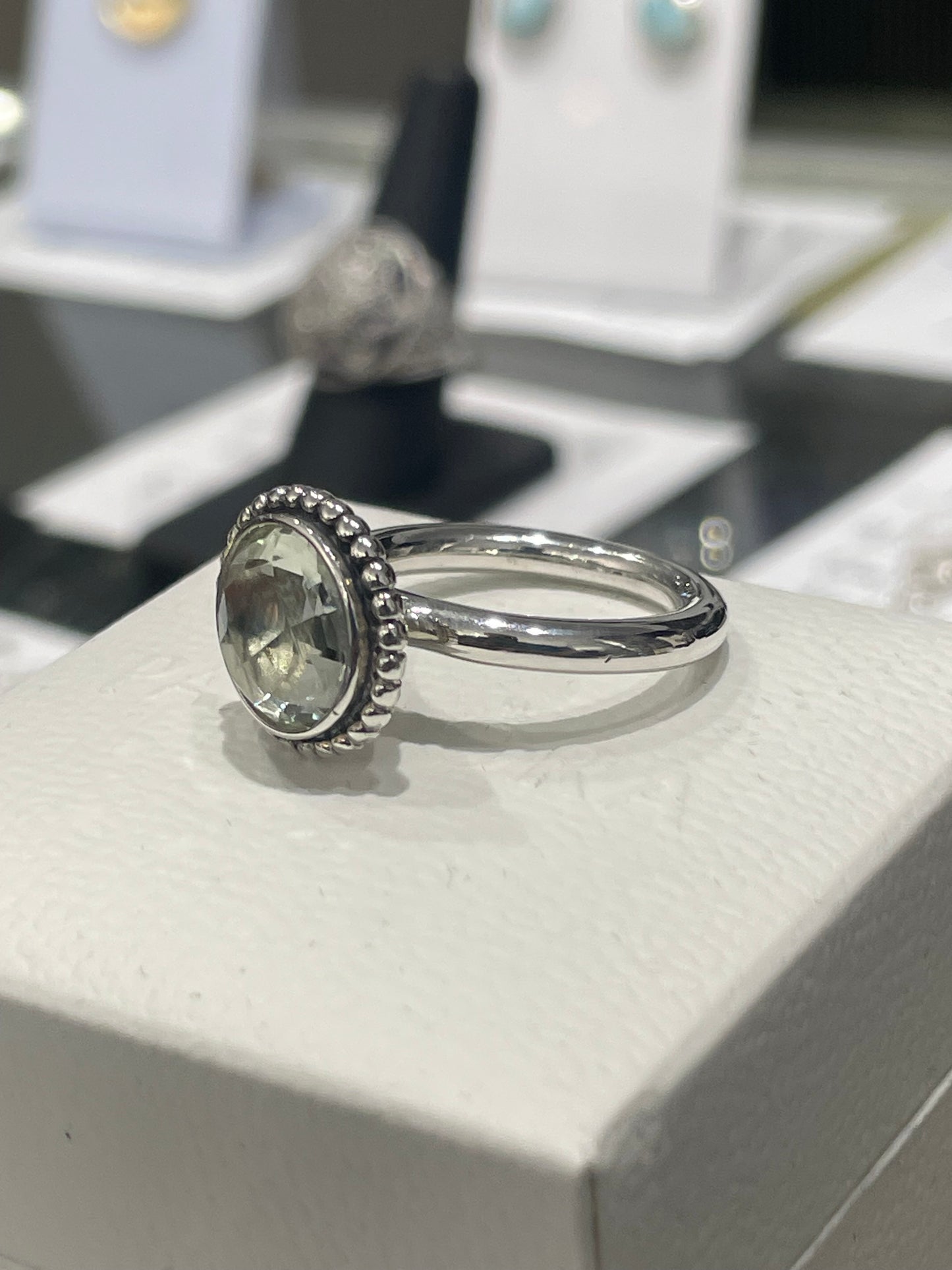 Retired Pandora Autumn Sky Ring Green Amethyst Size 6