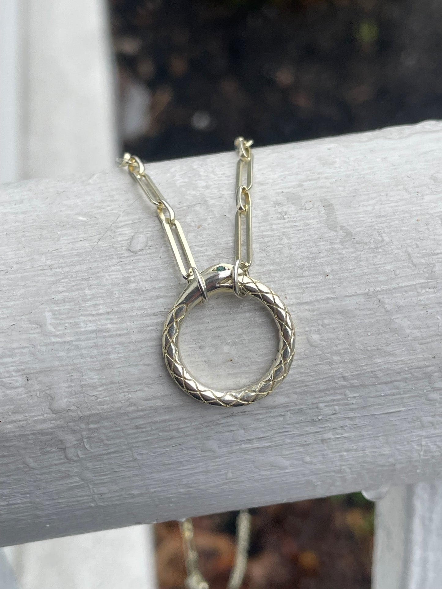 925 Sterling Silver Vermeil Gucci Style Ouroboros Serpent Necklace
