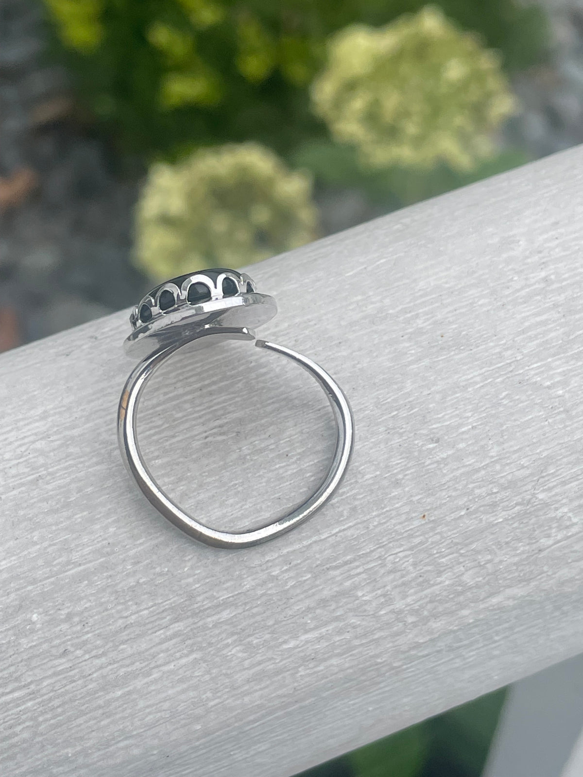 Designer Wesley Emmons Open Size 925 Sterling Silver Onyx Ring