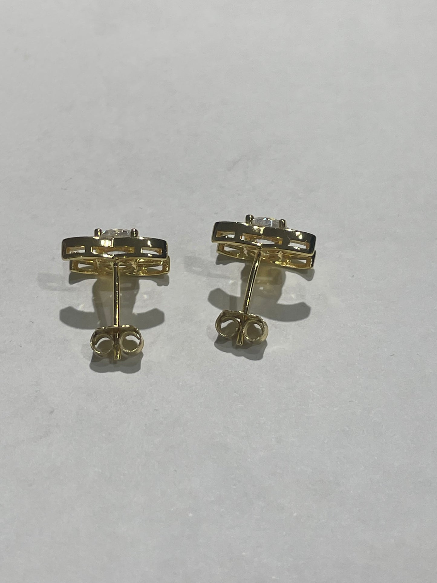 925 Sterling Silver Sparkling Petite Chanel Logo CC Stud Earrings
