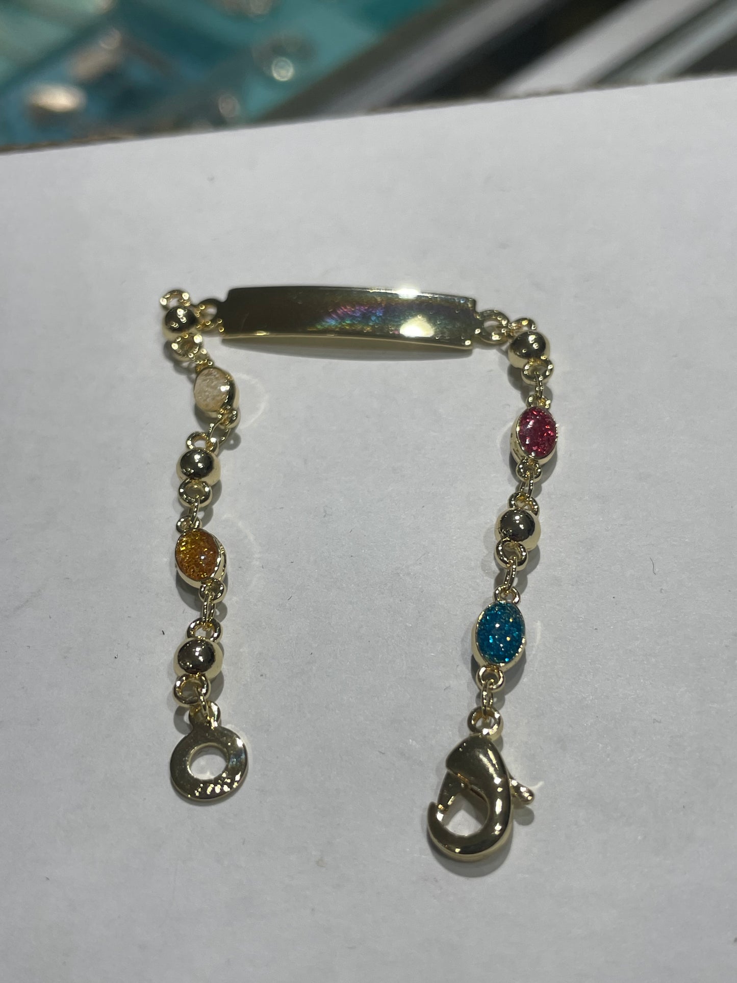 Kids Gold Plated Fancy Color Station ID Bracelet