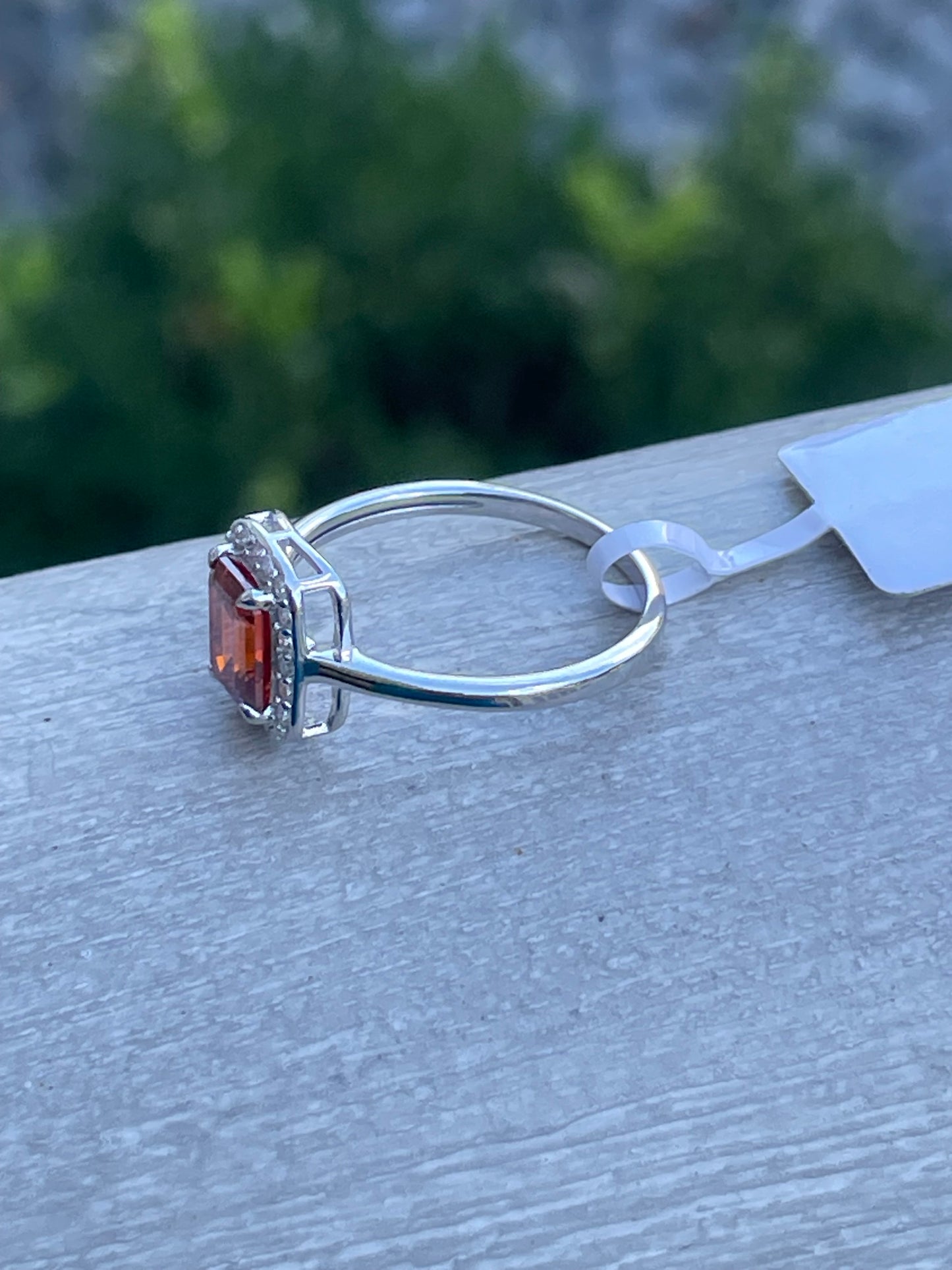 925 Sterling Silver Red Moissanite Ring