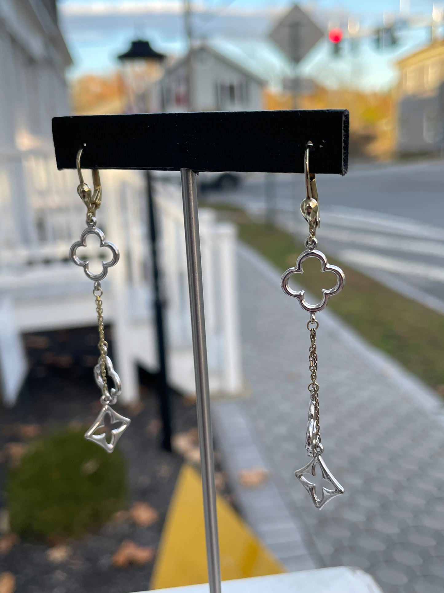 925 Sterling Silver Louis Vuitton Style Charm Dangle Earrings