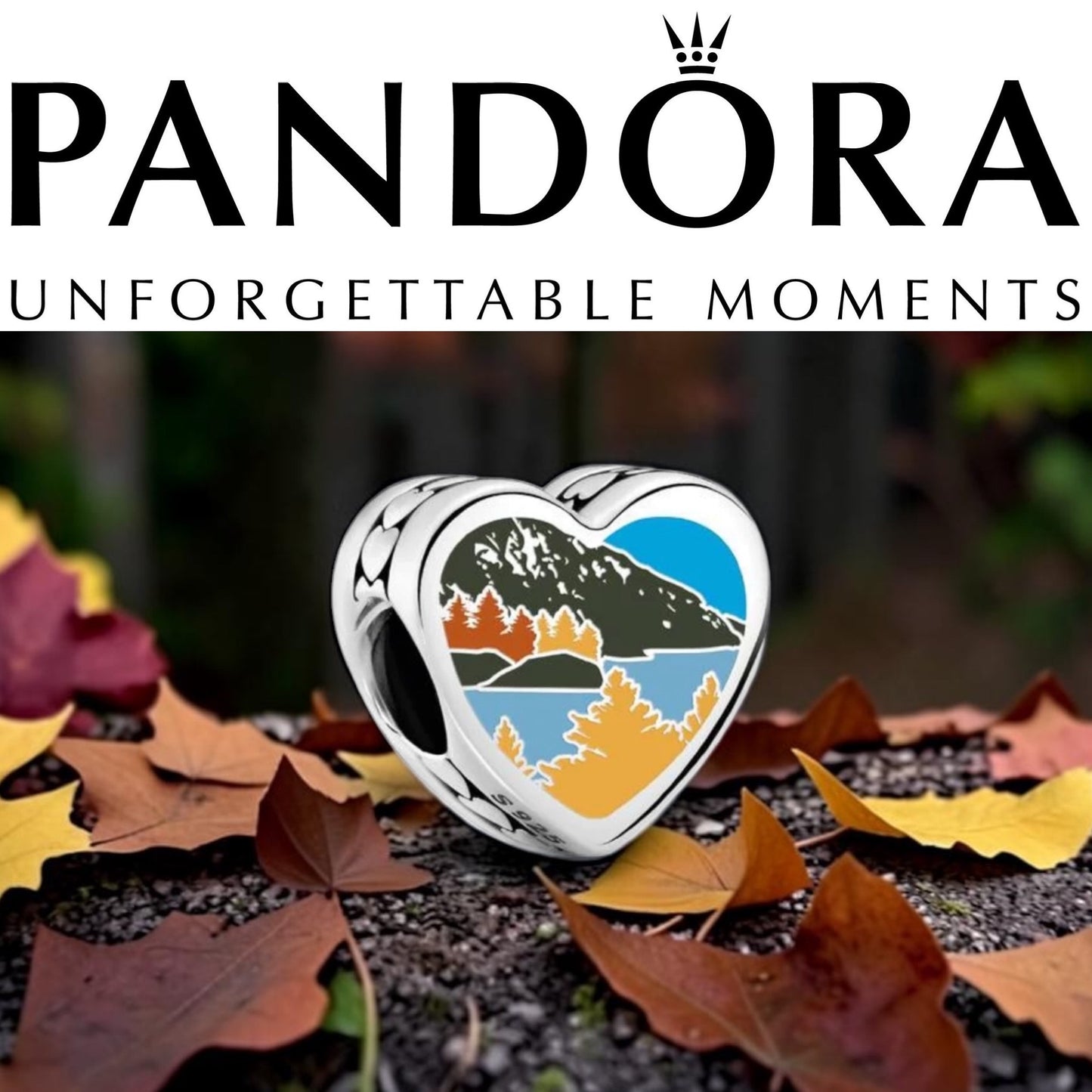 Pandora State of Vermont Exclusive Scenic Logo Travel Heart Charm