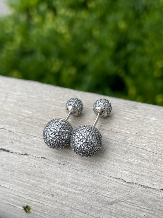 Retired Pandora Sparkling Ball Reversible Stud Earrings