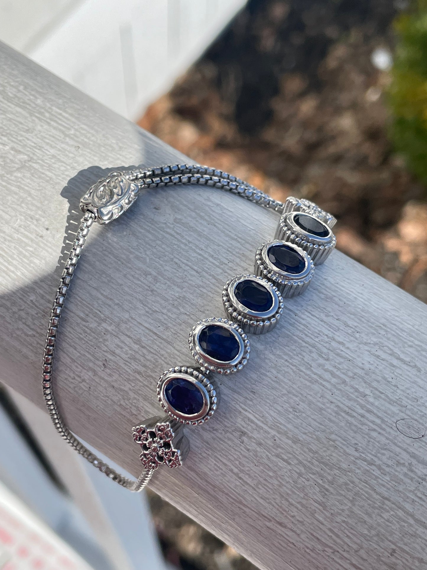 Designer Doug Paulson DP 925 Sterling Silver Iolite Cable Bracelet
