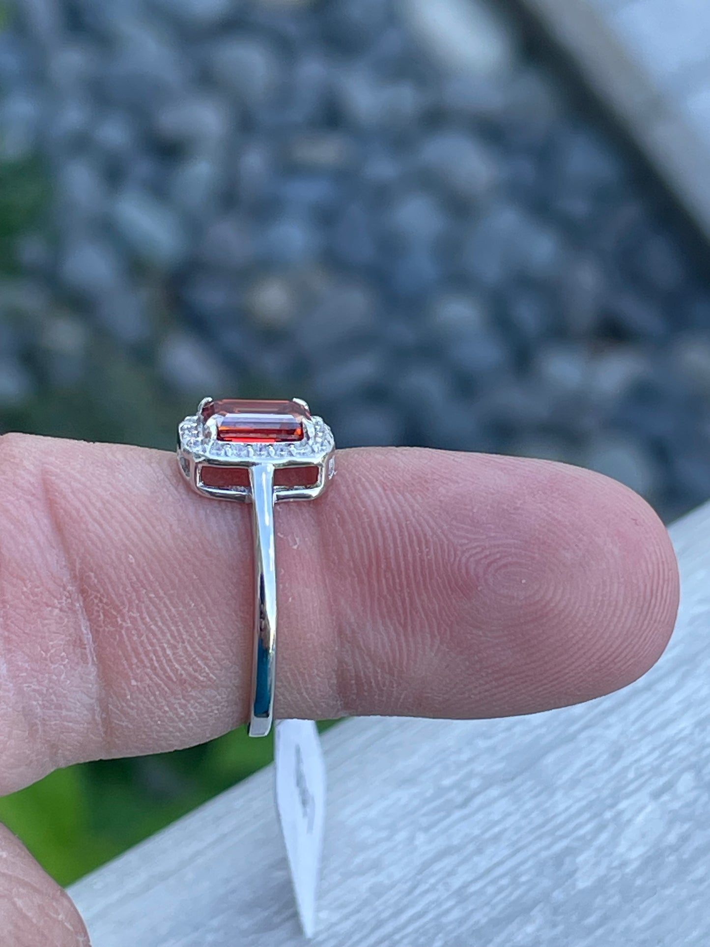 925 Sterling Silver Red Moissanite Ring
