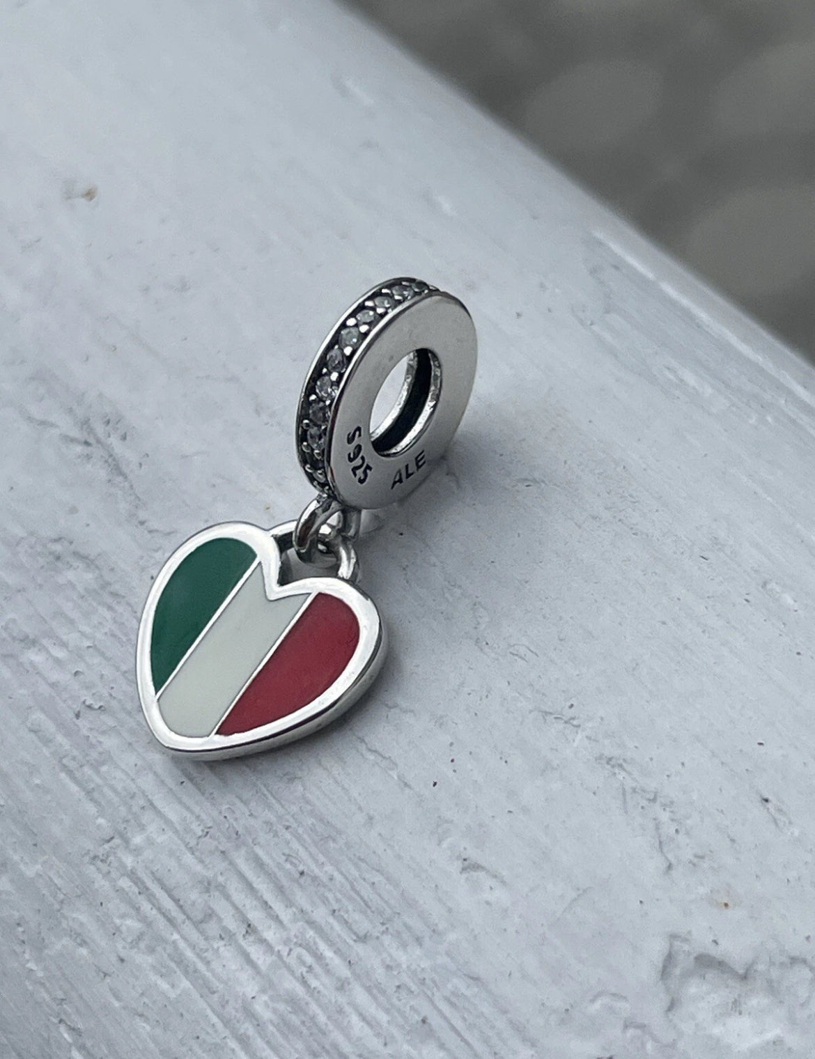 Pandora Italy Country Heart Flag Exclusive Travel Dangle Charm