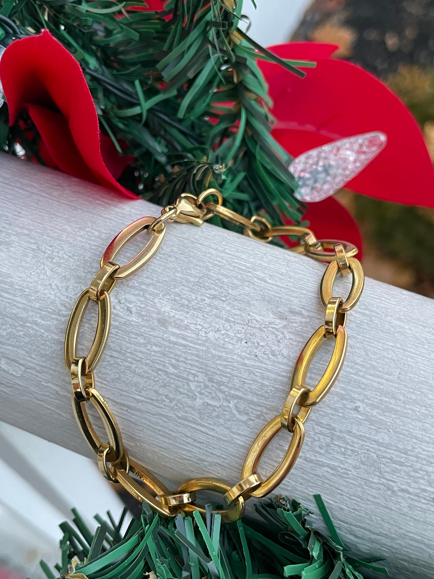 Stainless Steel Large Oval Paperclip Link Bracelet 8.5”