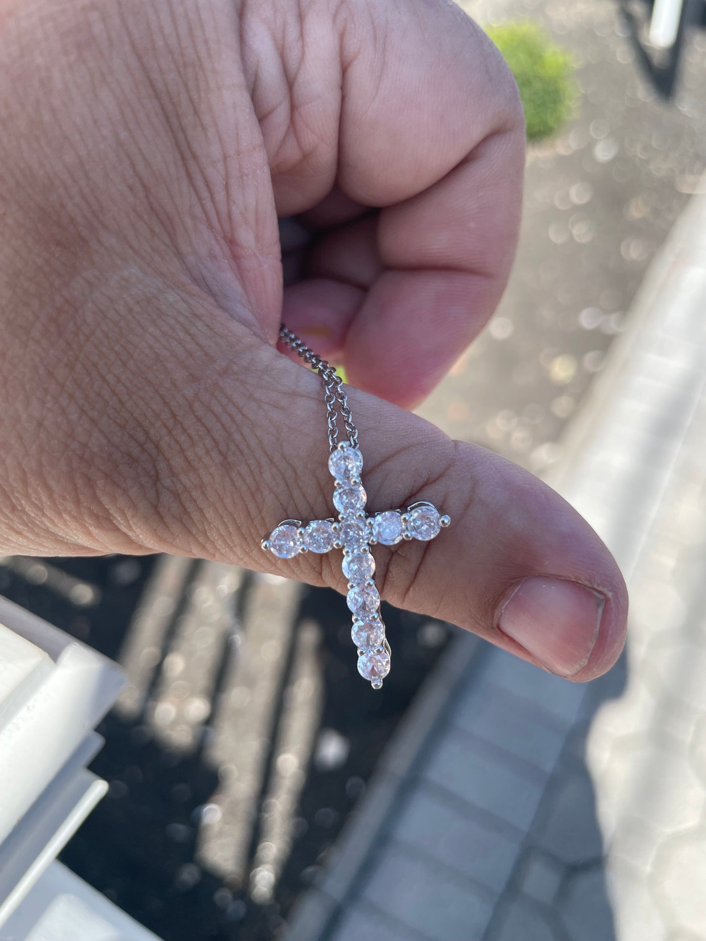 Stainless steel Cz Cross Necklace