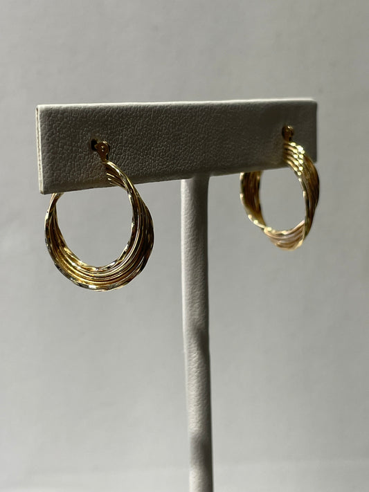 14k Gold Vintage 1980s Spiral Hoop Earrings