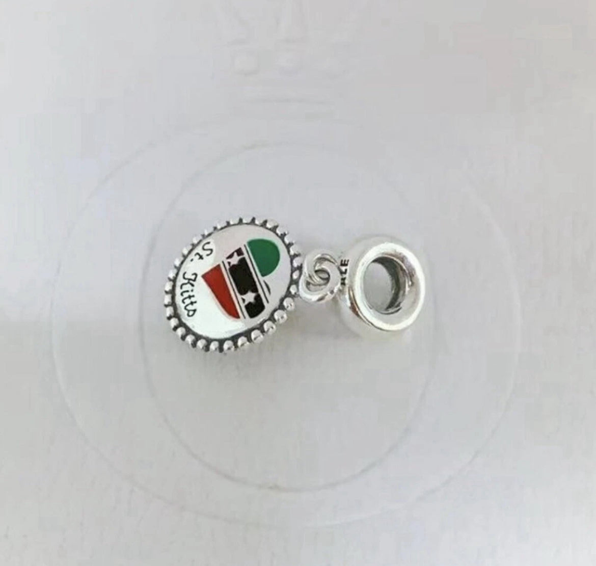 Pandora St. Kitts & Nevis Heart Flag Island Country Exclusive Travel Vacation Dangle Charm
