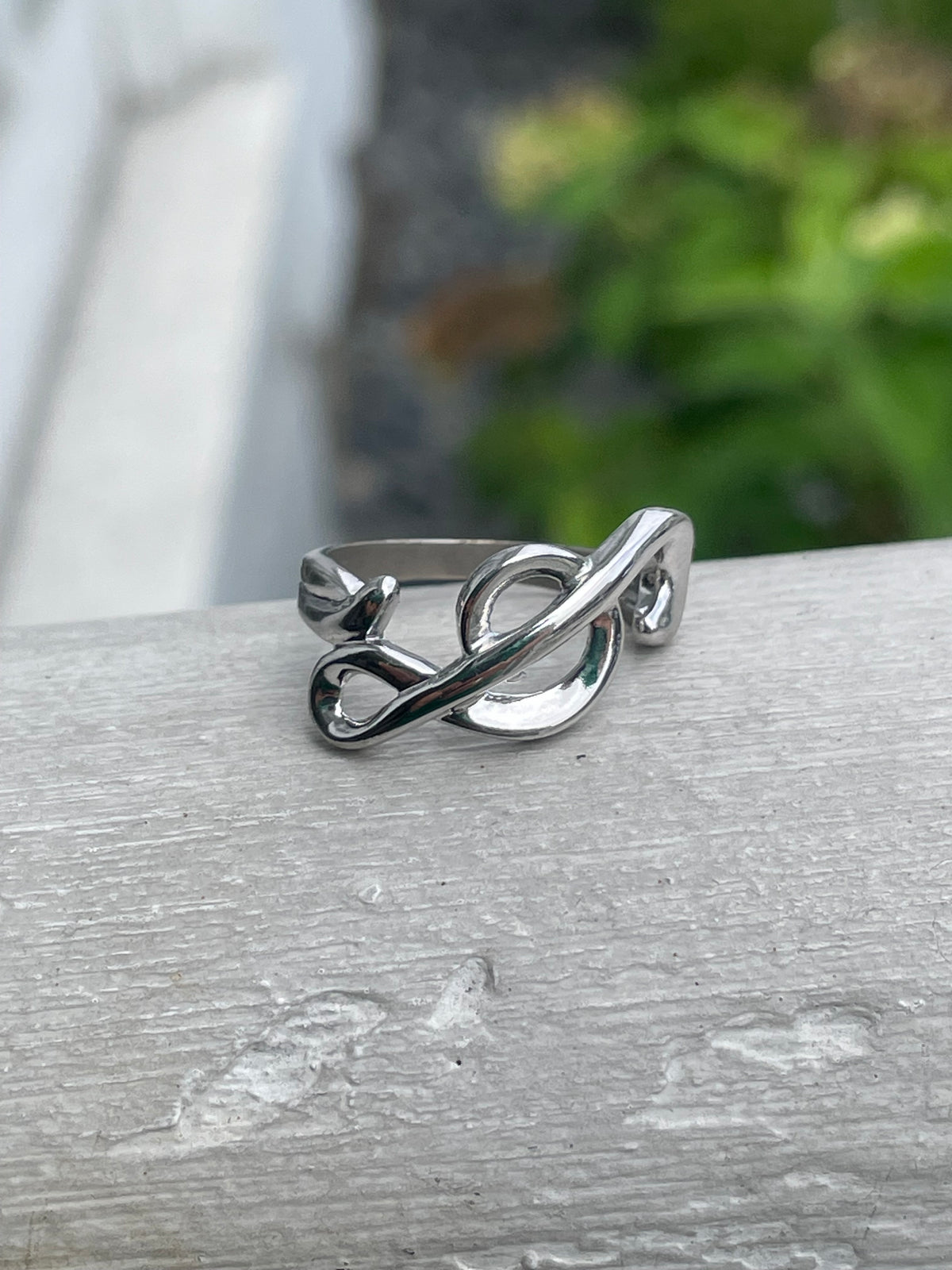 925 Sterling Silver Curved G-Clef Music Note Band Ring Size 7