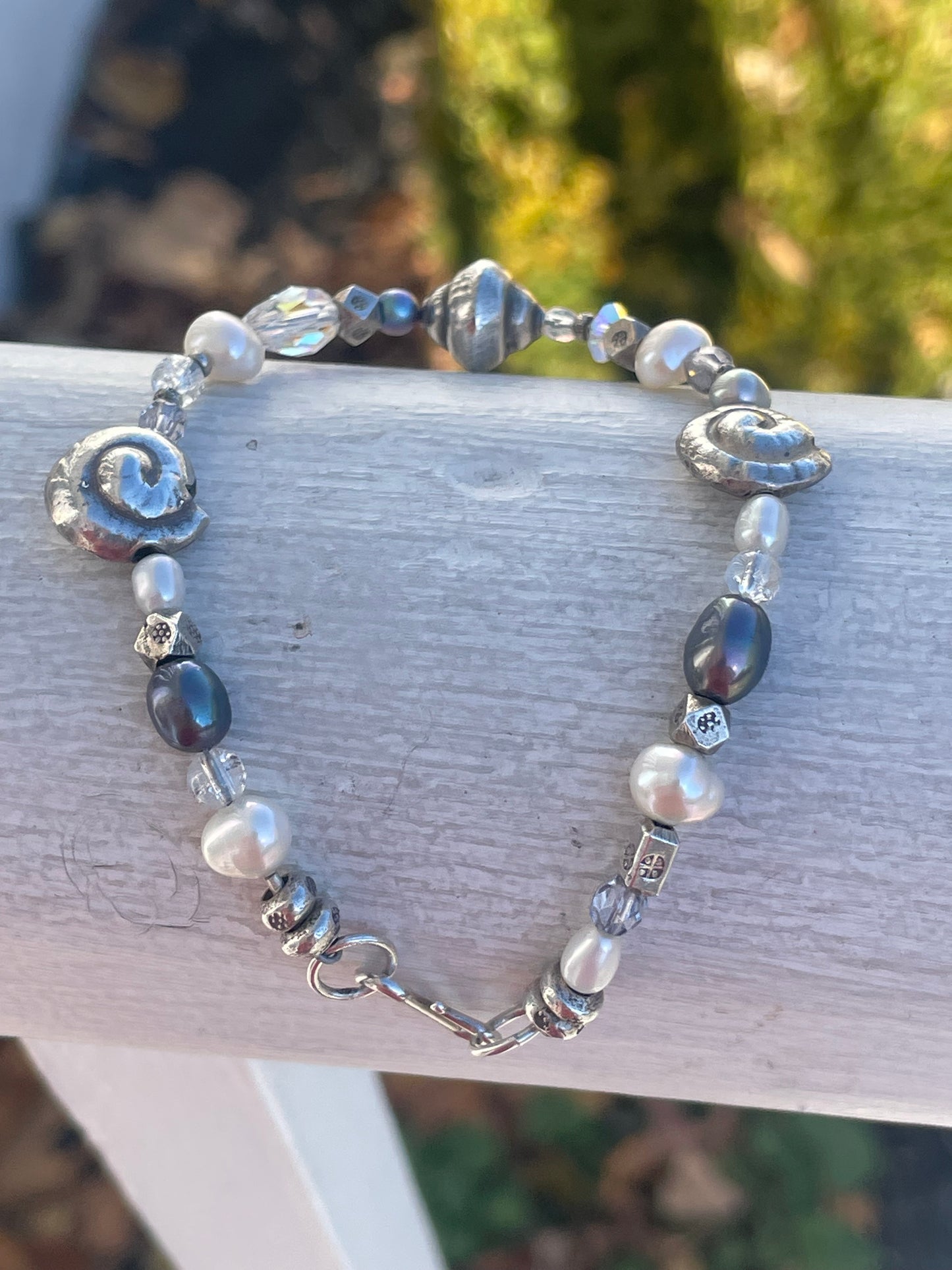 925 Sterling Silver Nautical Beaded Bracelet 7.5”