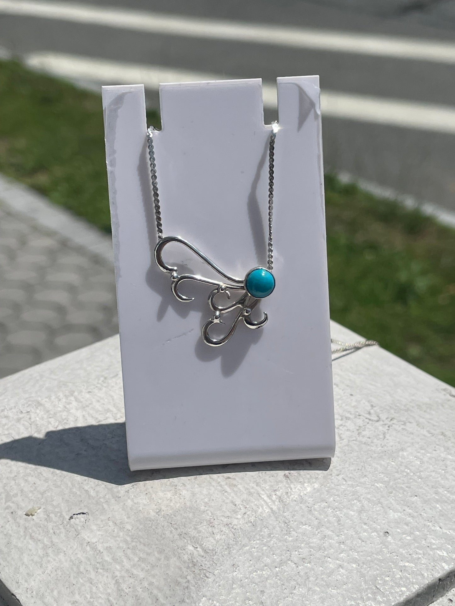 925 Sterling Silver Decorative Turquoise Necklace