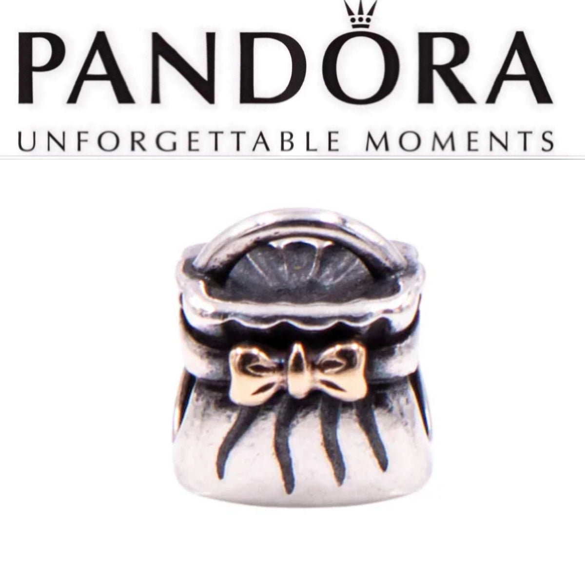 Retired Pandora 790474 Two Tone Bow Purse Charm