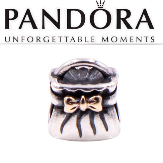 Retired Pandora 790474 Two Tone Bow Purse Charm