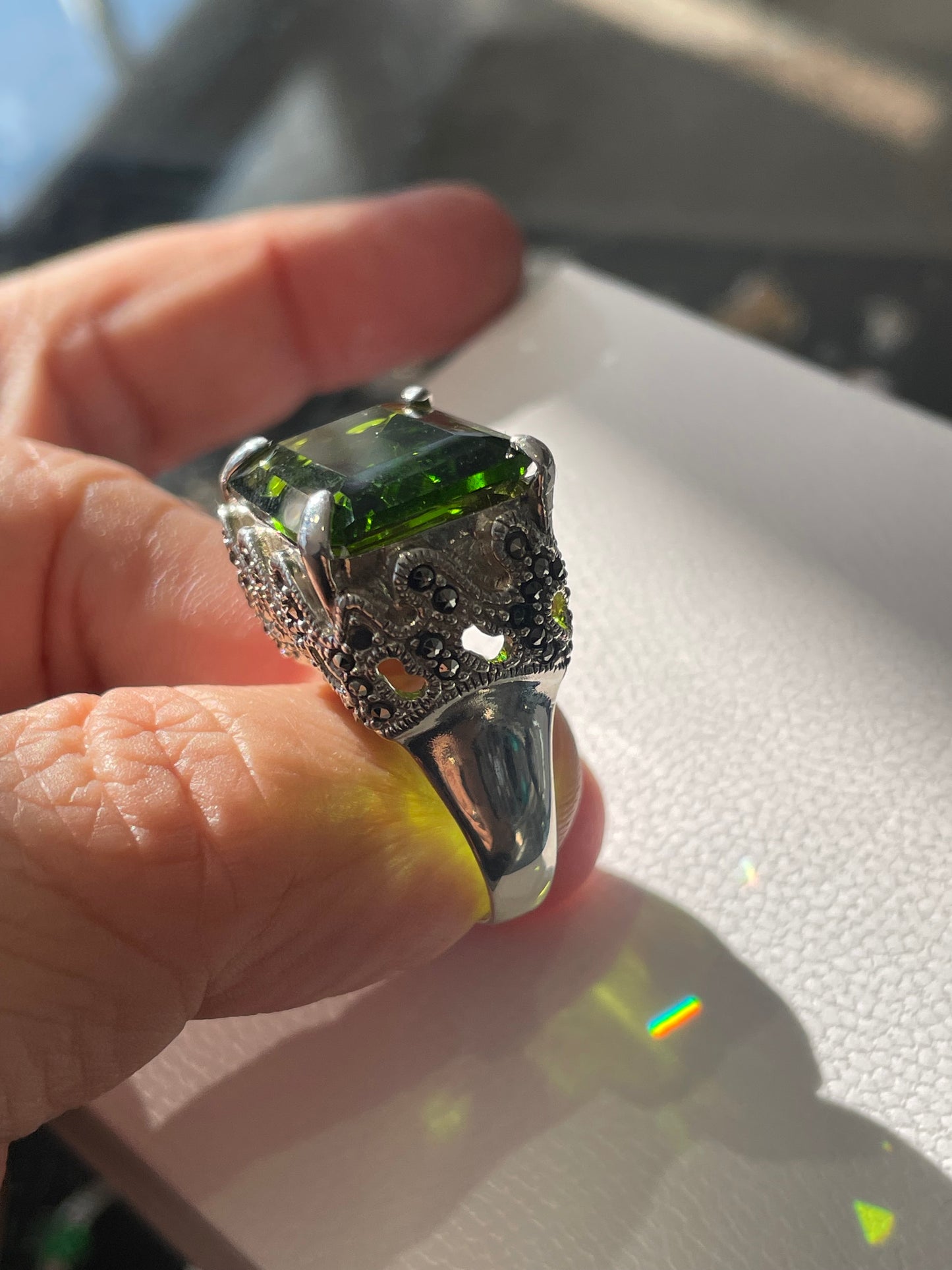 Large Chrome Diopside 925 Sterling Silver Ring