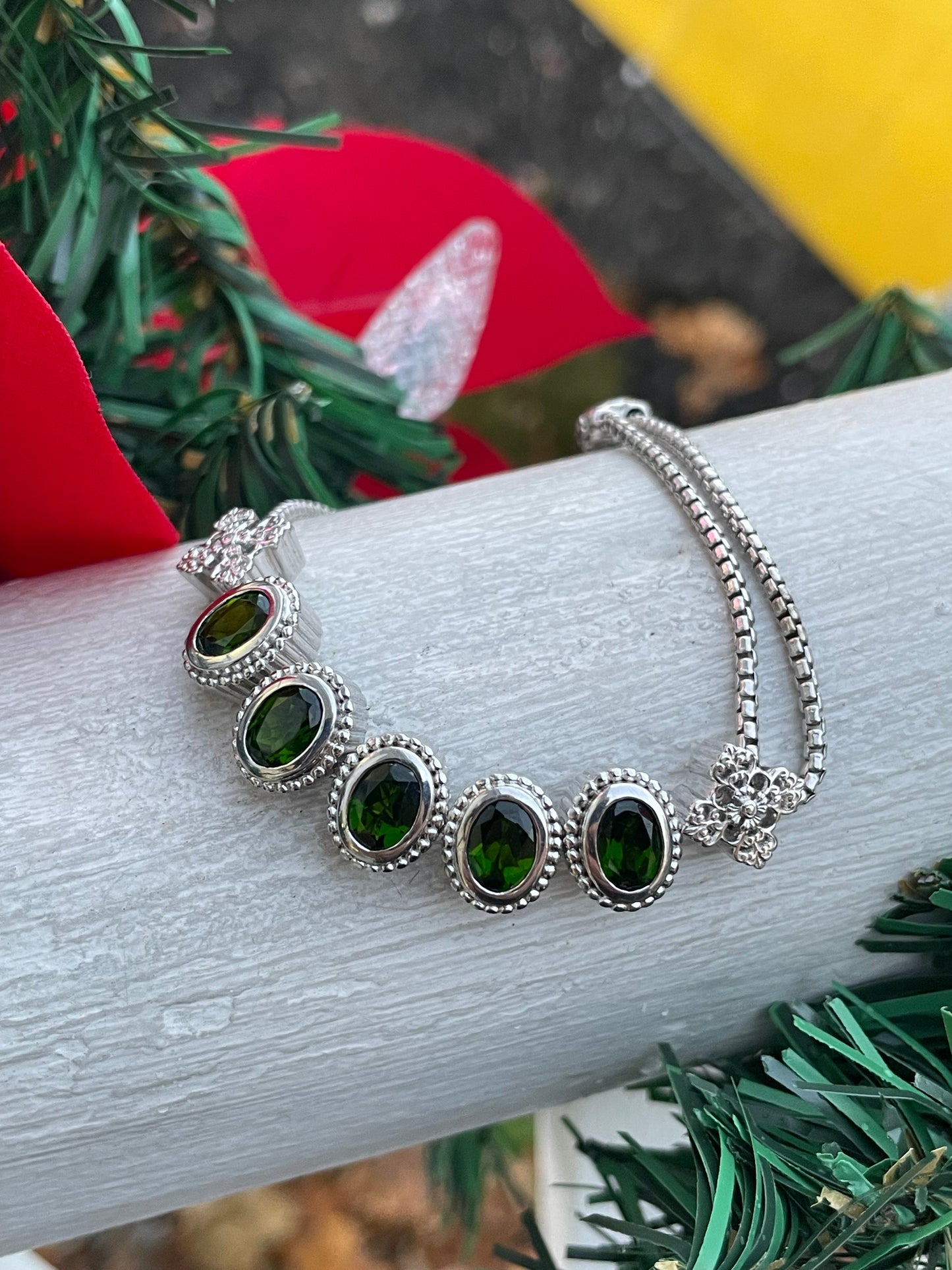 Designer Doug Paulson DP 925 Sterling Silver Chrome Diopside Cable Bracelet
