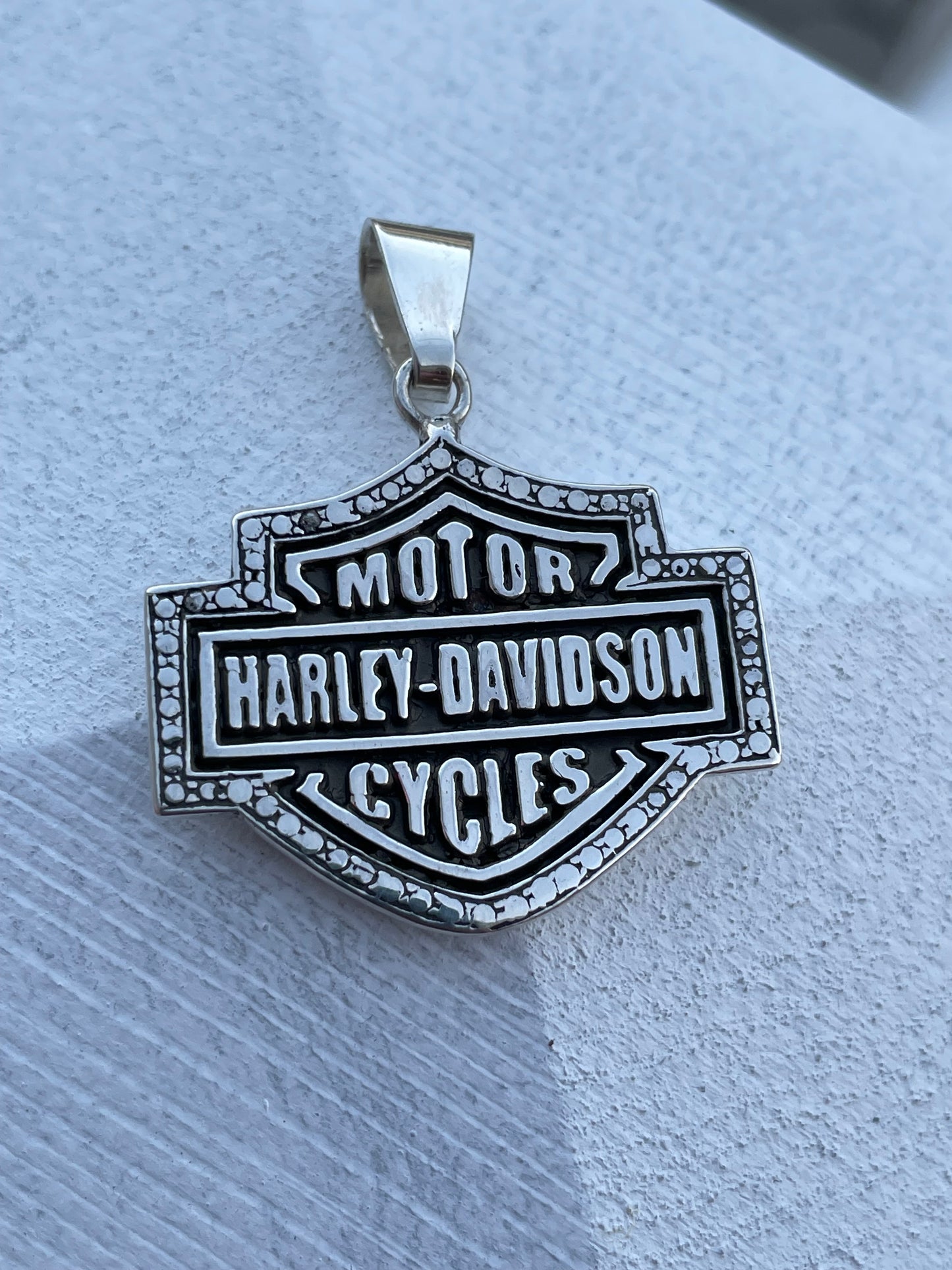 925 Sterling Silver Large Harley Davidson Signet Shield Pendant