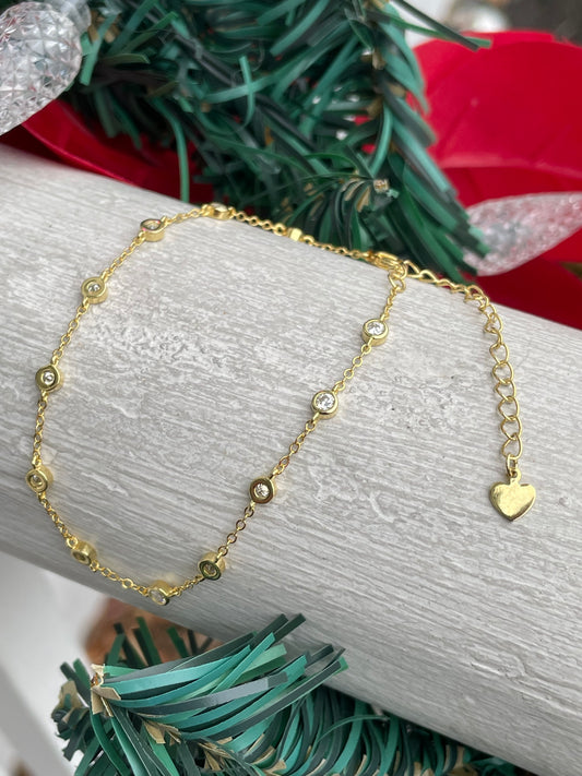 925 Sterling Silver Vermeil Moisonite Diamond by the Yard Bracelet