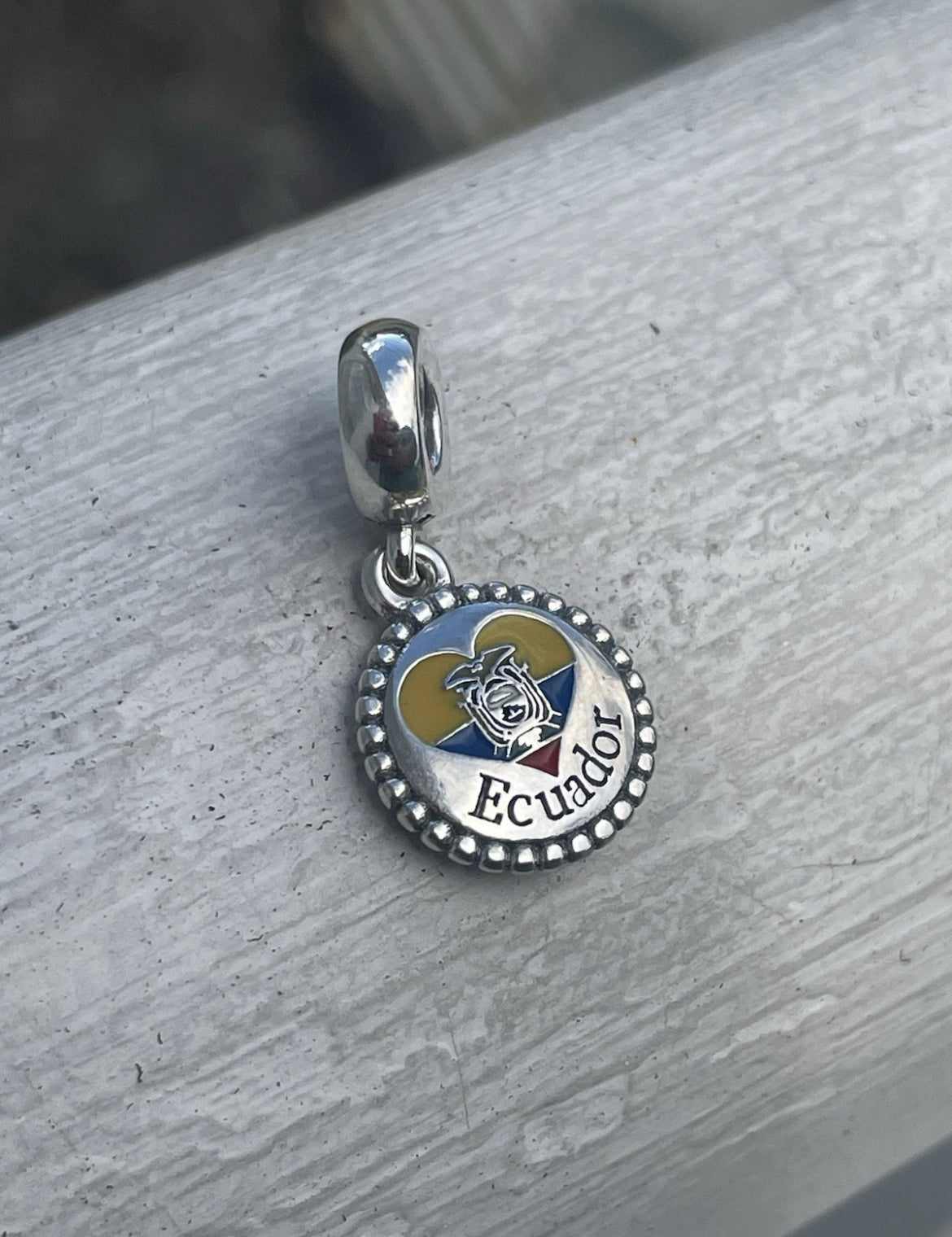 Pandora Ecuador Country Heart Flag Exclusive Travel Dangle Charm