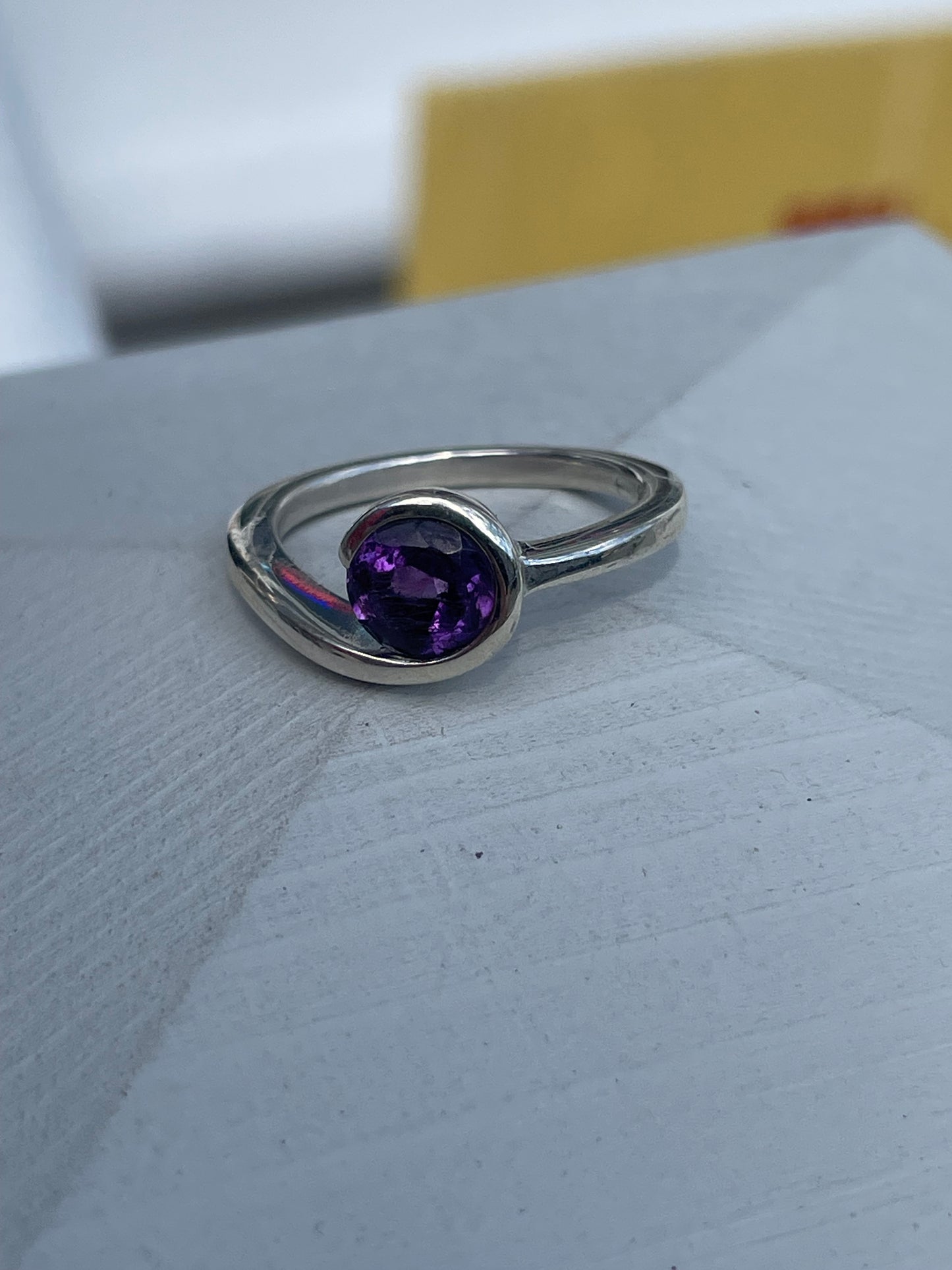 925 Sterling Silver Ocean Wave Amethyst Ring