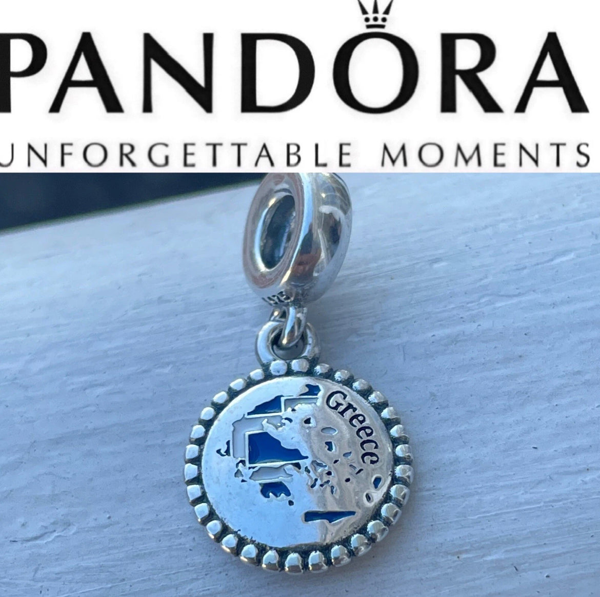 Pandora Greece Country Map Flag Exclusive Travel Dangle Charm