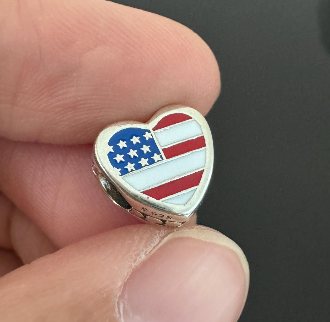 Pandora State of Rhode Island Exclusive State & Country USA Flag Reversible Heart Travel Charm