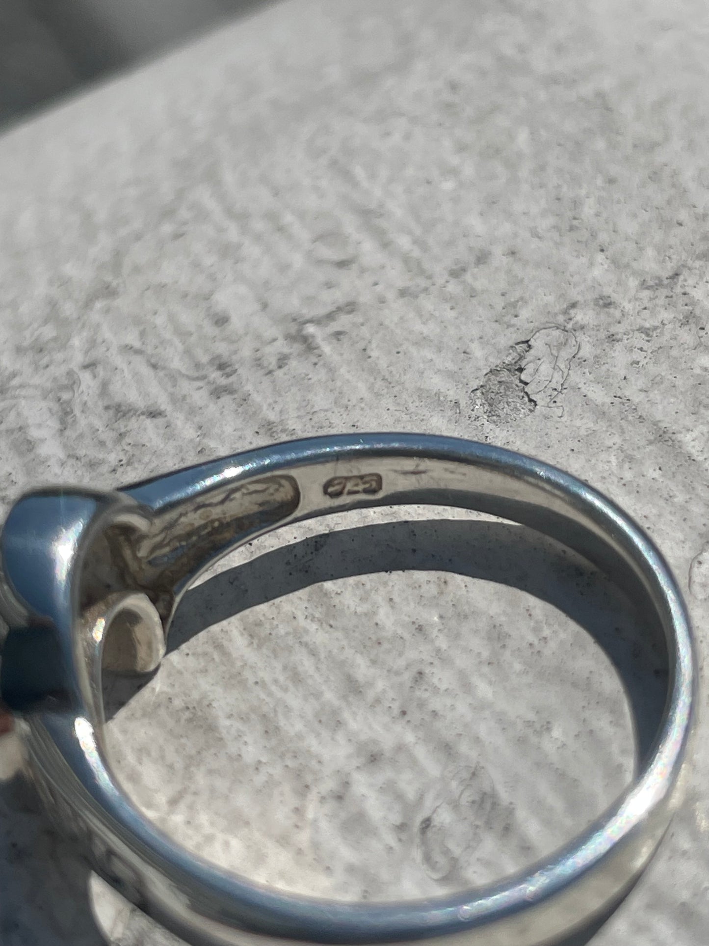 925 Sterling Silver Viking Etched Amethyst Stone Crescent Moon Ring Size 11