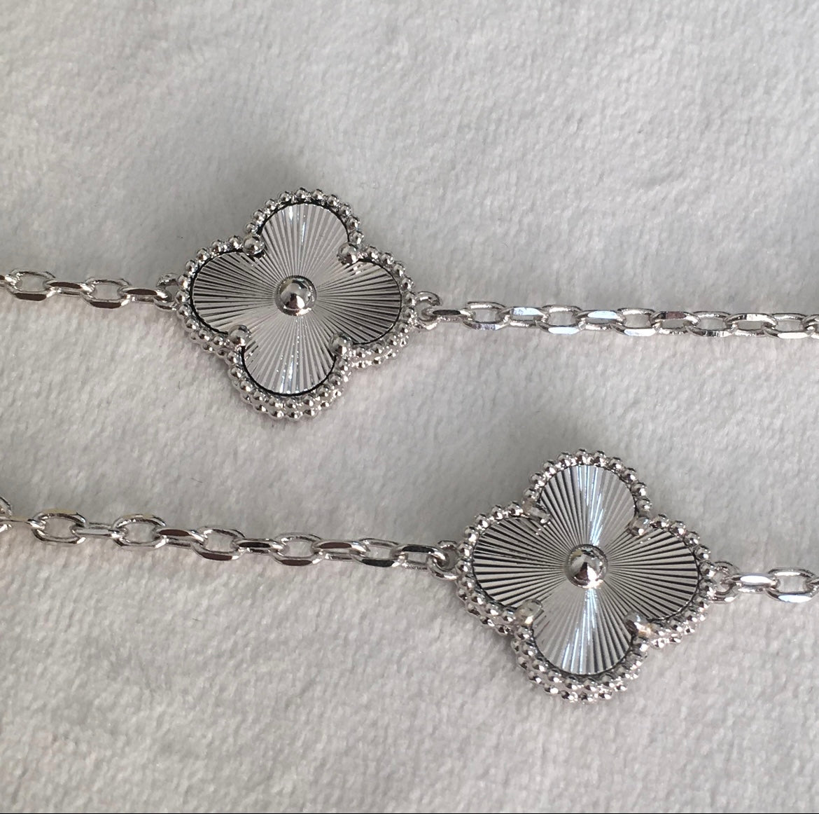 Stainless Steel Van Cleef lookalike 10 station quatrefoil Alhambra necklace