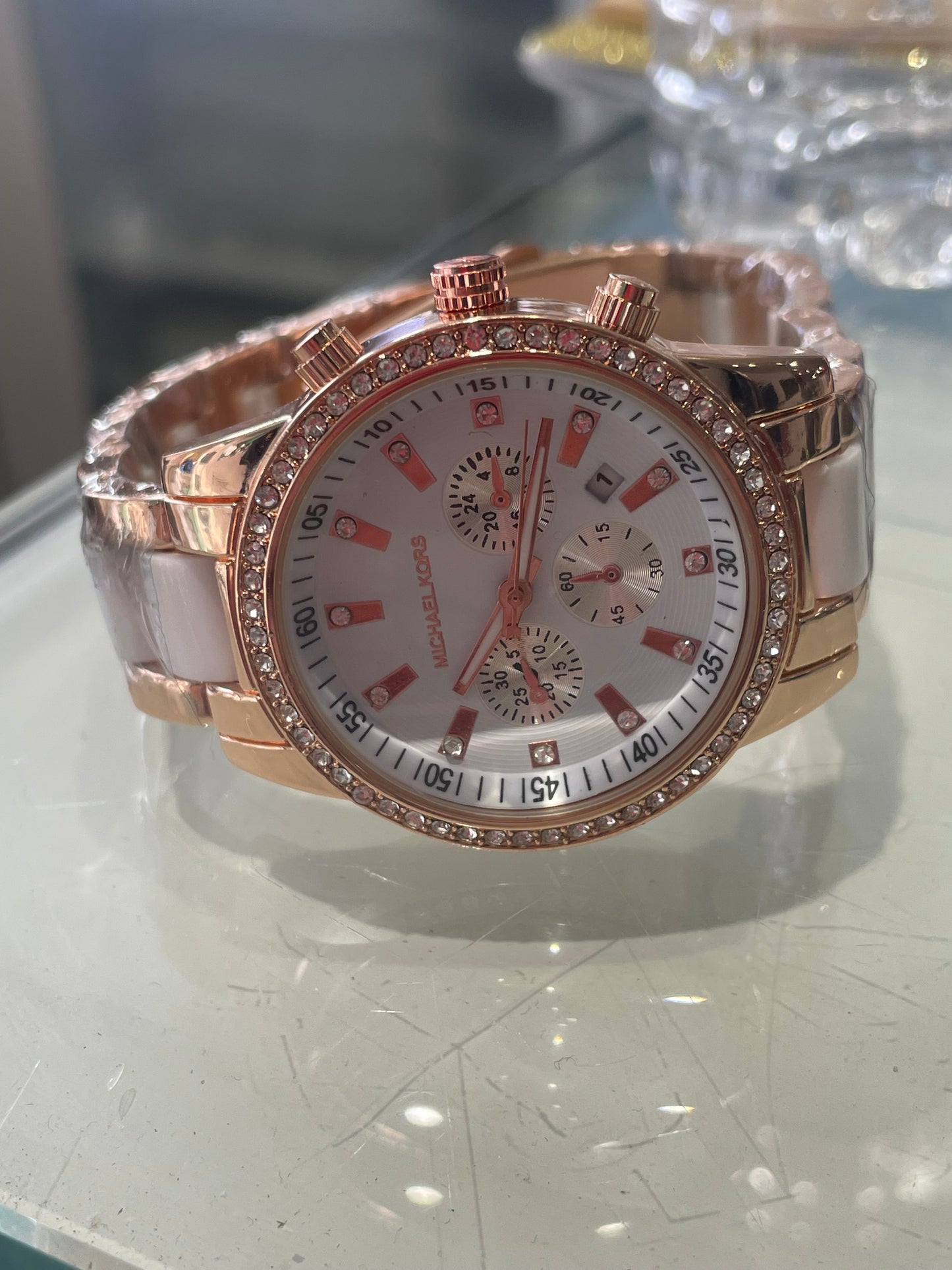 Refurbished Michael Kors White Ceramic & Rose Gold Color Watch