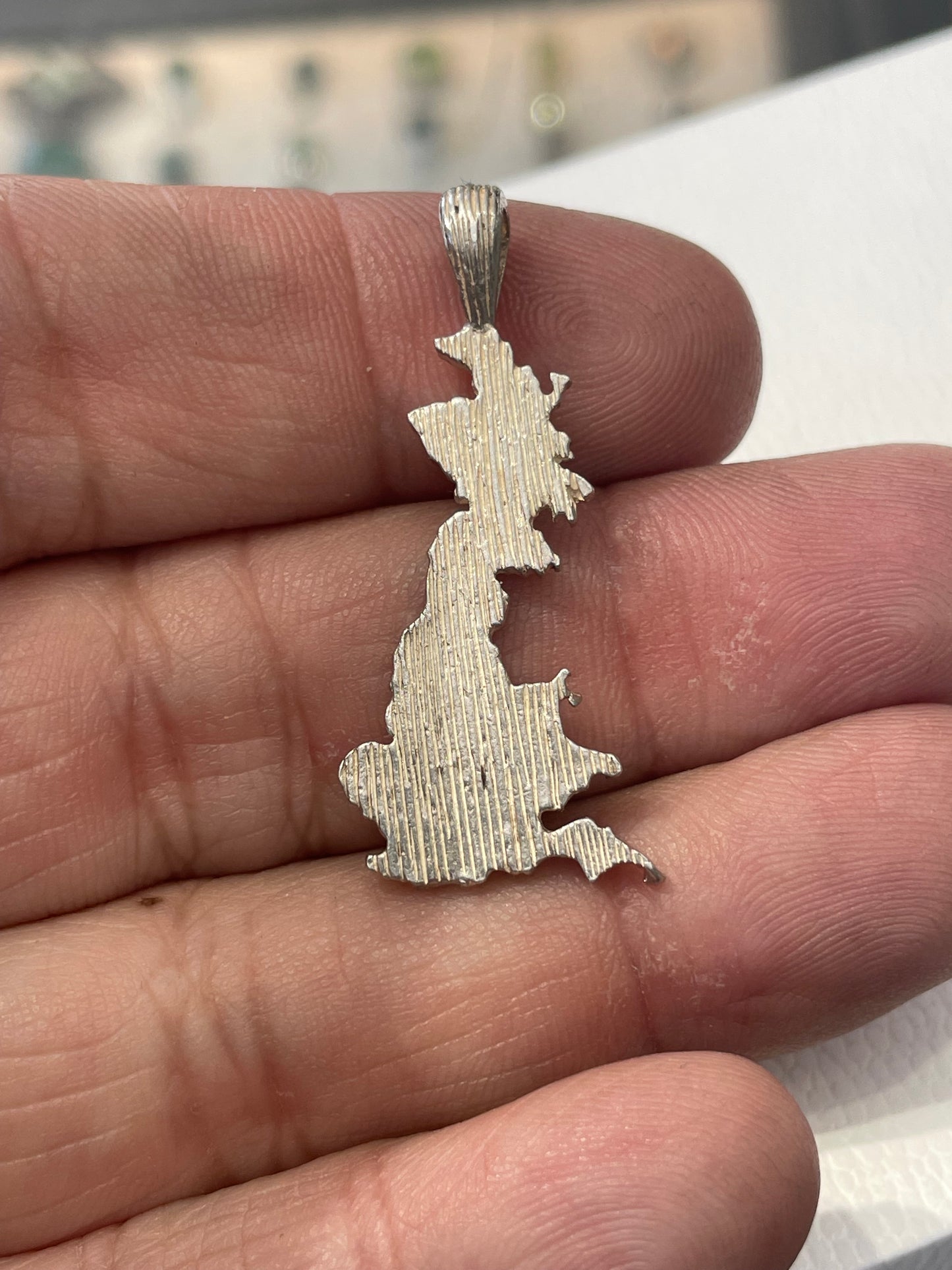 Silver England Scotland Wales Map Charm Pendant Sterling 925