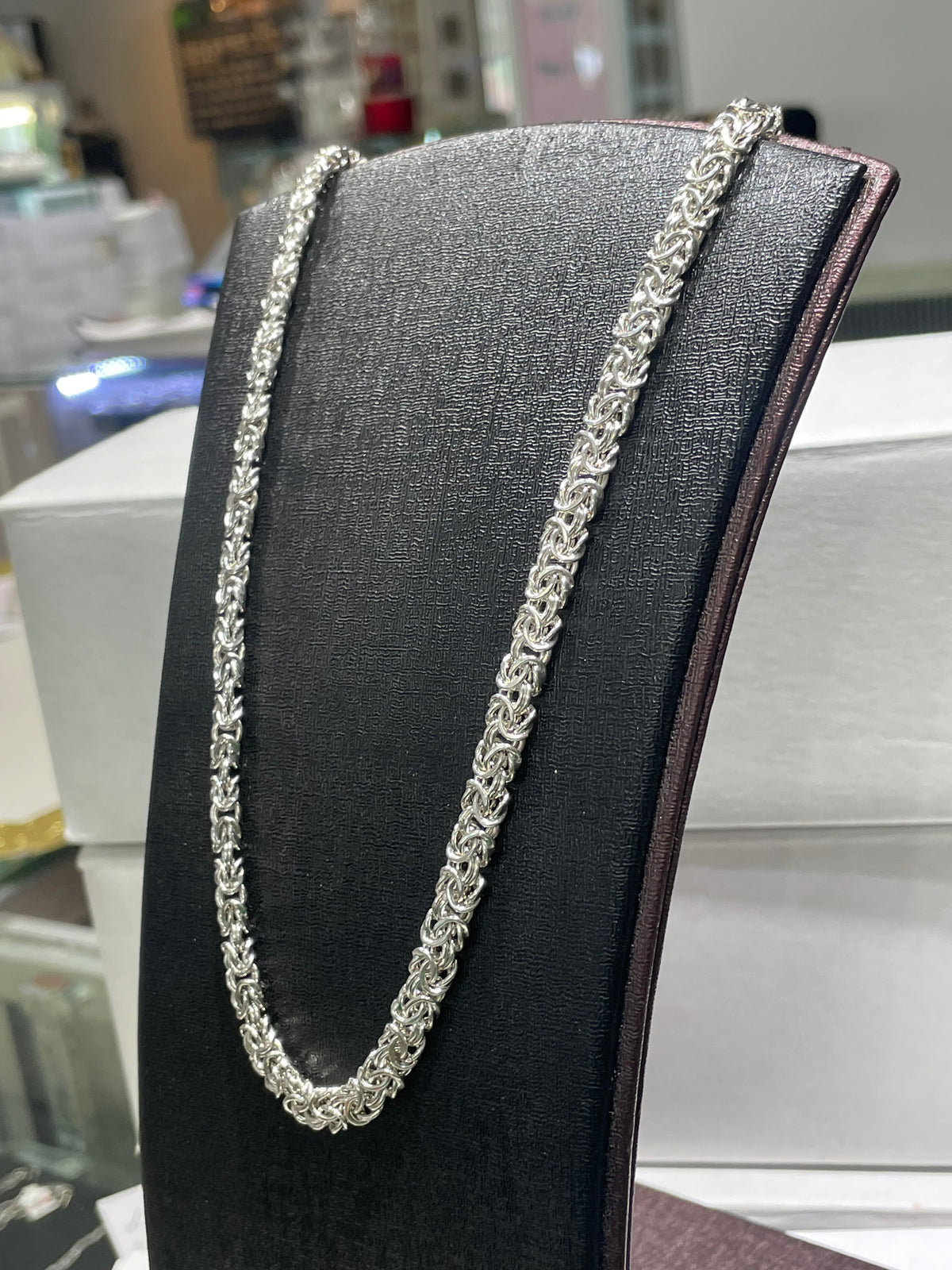 925 Sterling Silver Byzantine Link Necklace 18”