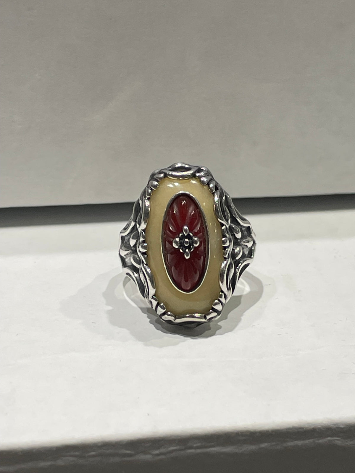Designer Carolyn Pollack Roderick Tenorio 925 Sterling Silver Yellow Quartzite Carnelian Ring Size 8