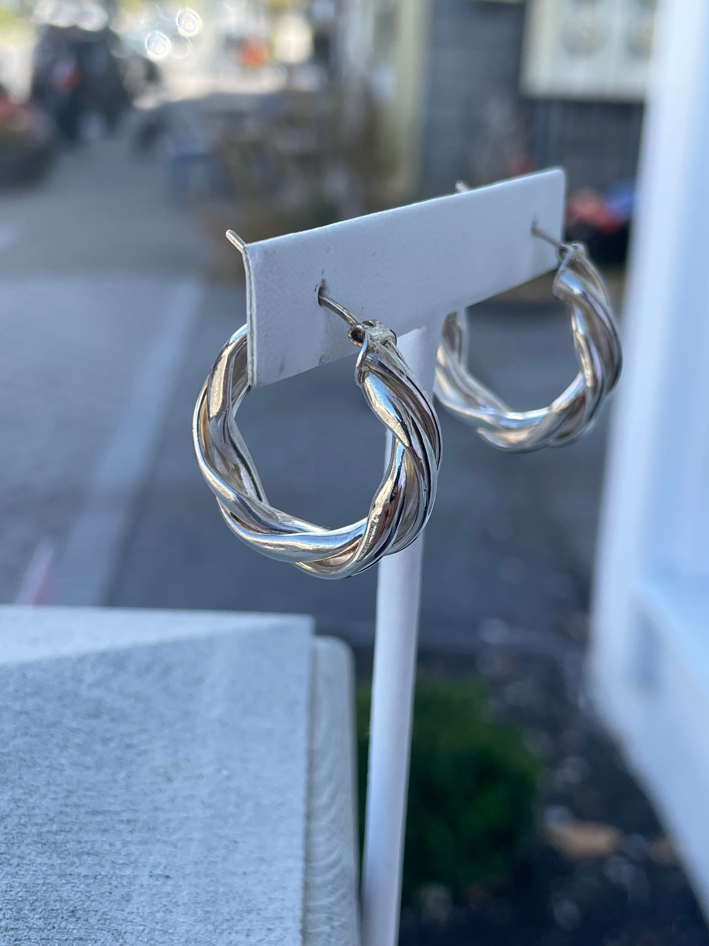 925 Sterling Silver & Vermeil 2tone Thick Twist Hoop Earrings