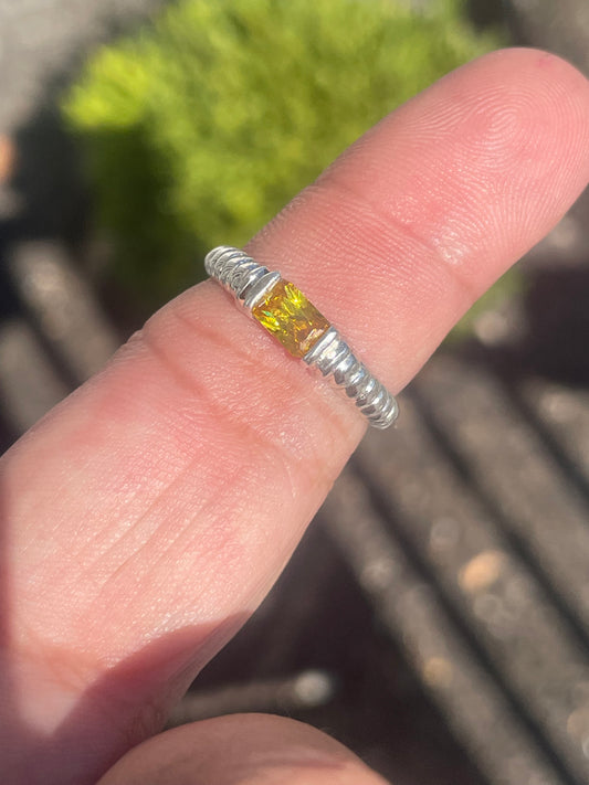 925 Sterling Silver Lab Citrine Stack Ring