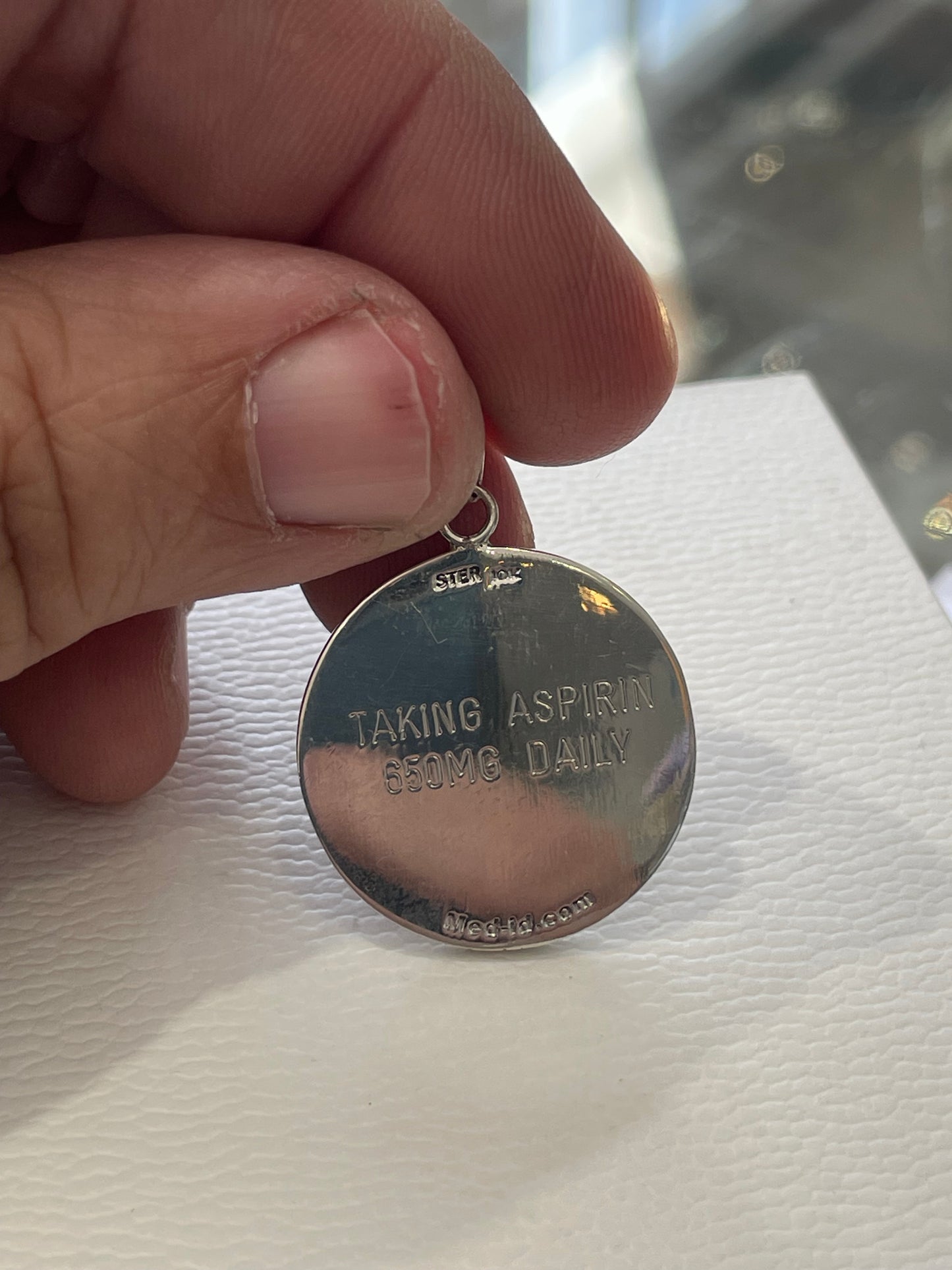 925 Sterling Silver & 10k Gold Medic Alert Disc Pendant