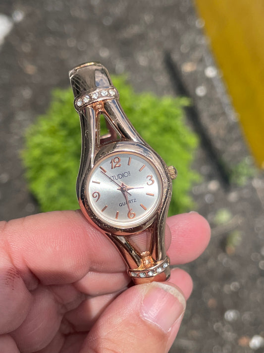Studio Time Rose Goldtone Cuff Quartz Watch